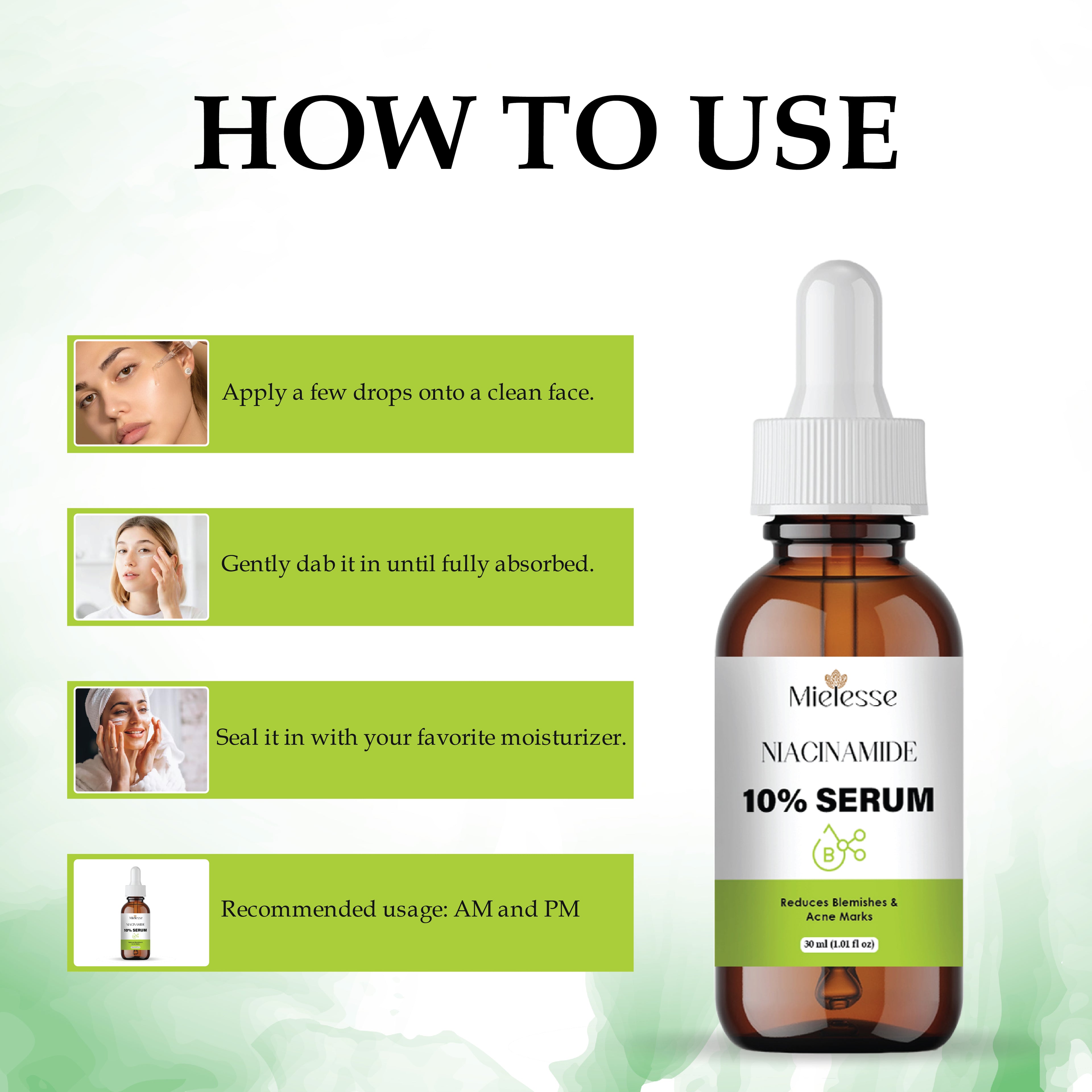 Niacinamide Serum 10% for Face | Reduces Acne Marks, Dark Spots & Oiliness | Brightening & Hydrating Face Serum for Clear, Even-Toned Skin | Lightweight, Non-Sticky Formula