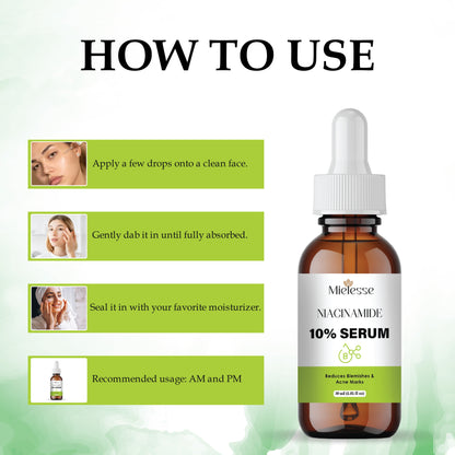 Niacinamide Serum 10% for Face | Reduces Acne Marks, Dark Spots & Oiliness | Brightening & Hydrating Face Serum for Clear, Even-Toned Skin | Lightweight, Non-Sticky Formula