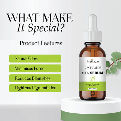 Niacinamide Serum 10% for Face | Reduces Acne Marks, Dark Spots & Oiliness | Brightening & Hydrating Face Serum for Clear, Even-Toned Skin | Lightweight, Non-Sticky Formula