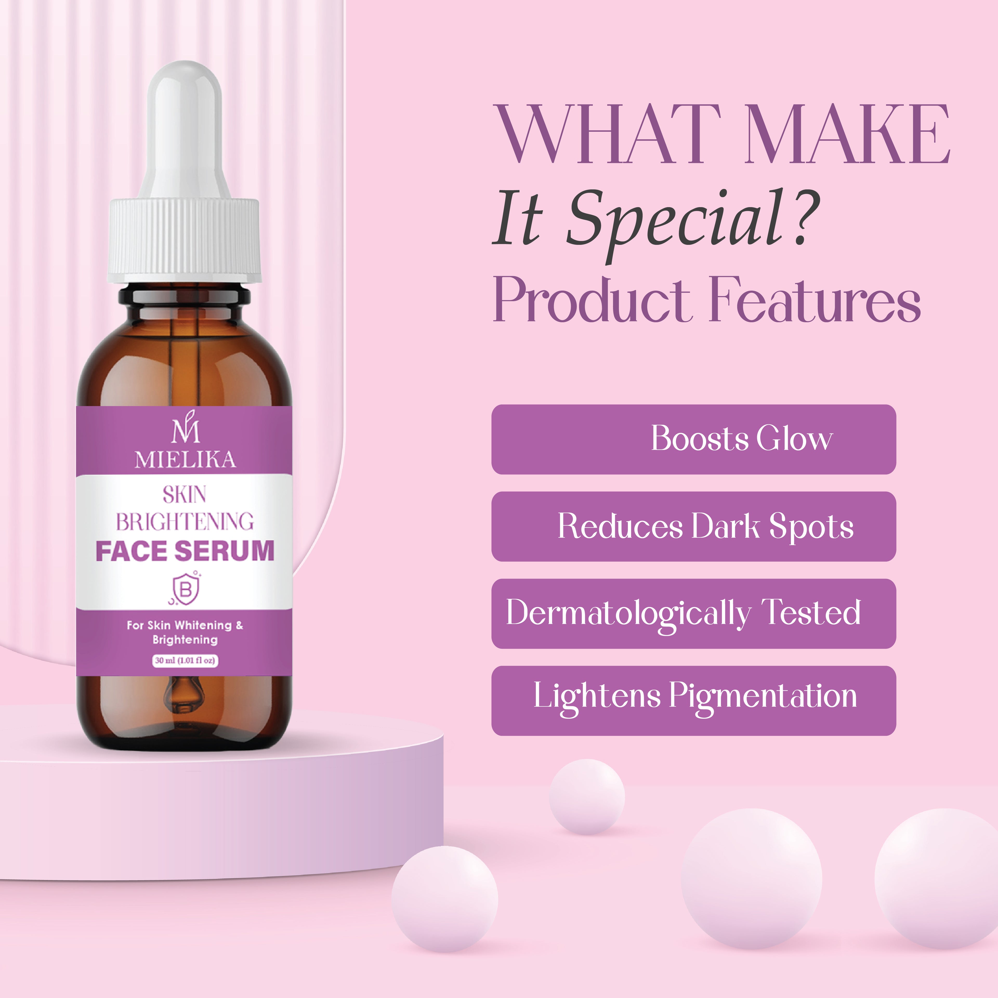 Skin Brightening Serum with Vitamin C, Niacinamide & Hyaluronic Acid | Dark Spot Corrector | Evens Skin Tone | Hydrating Face Serum for Radiant & Glowing Skin – 30ml