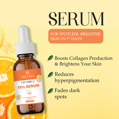 Vitamin C Face Serum for Glowing Skin | Brightening & Anti-Aging Serum with Hyaluronic Acid & Vitamin E | Fades Dark Spots, Evens Skin Tone, Reduces Fine Lines | For Men & Women – 30ml